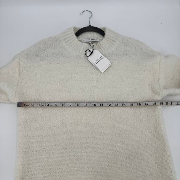 English Factory White Ivory Fluffy Crewneck Mini Sweater Dress Size Small - Picture 6 of 7